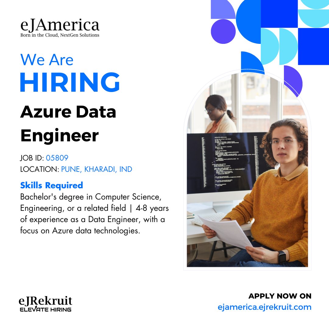 ejangar's tweet image. Apply Now - ow.ly/jMJt50OJHmP

Love working with data and want to take it to the next level? We&apos;re hiring an Azure Data Engineer to help us drive innovation and insights. 

#DataJobs #AzureEngineer #jobopening #nowhiring #careeropportunity #techcareer #ejrekruit #ejamerica