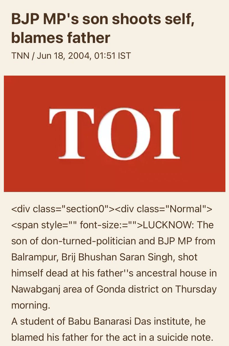 Who is #BrijbhusanSingh of BJP? #Thread 🚨 

It is important for us to know who this man is, whom #Modi is doing everything possible to safeguard him. 

'You have not proved to be a good father. You have never cared about my sister or me. You only thought of yourself. We see our…