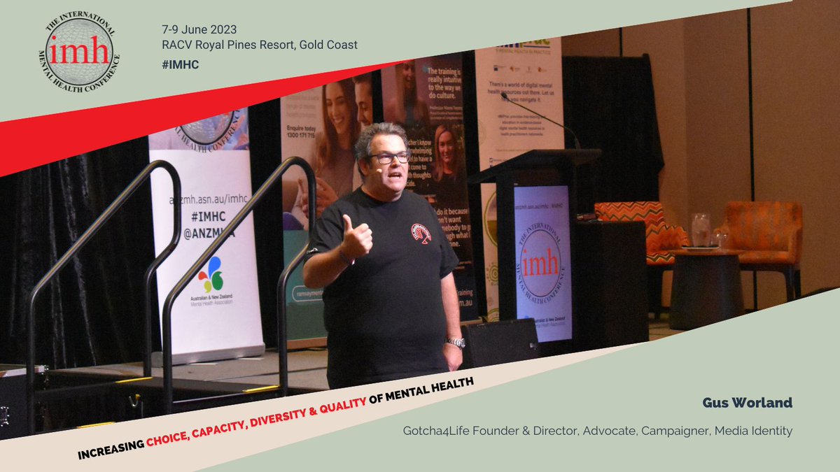 anzmha's tweet image. Joining us for our afternoon #IMHC keynote session is @GusWorland, emphasising the importance of having a @Gotcha_4_Life Mate that you can open up to warts and all and rely on no matter what.