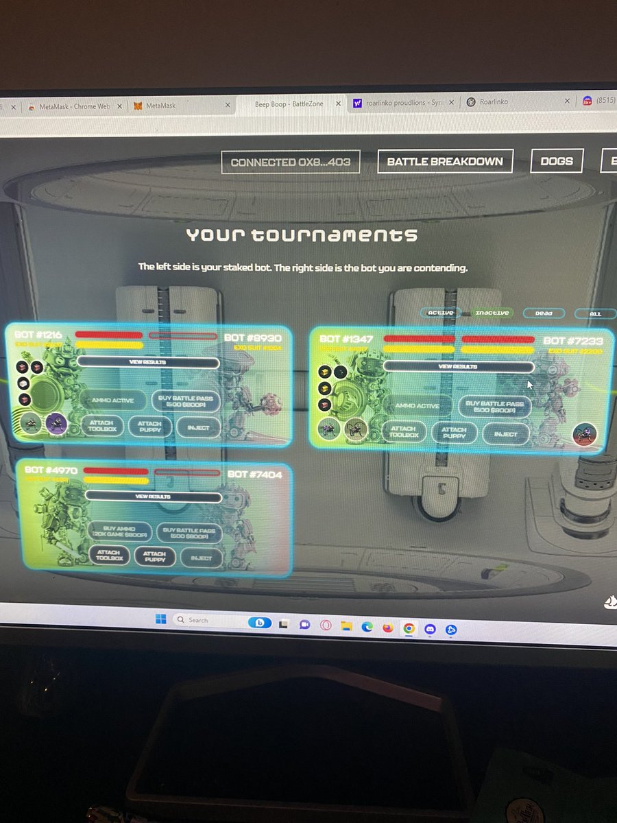 jriveraink's tweet photo. My boys fought hard tonight 3/3!  I did lose two pups though! Poor little guys fought their butt off!! 🫡 @BeepBoopBotz to our fallen comrades #BeepBoopArmy #BattleNight https://t.co/fCfueFa34x
