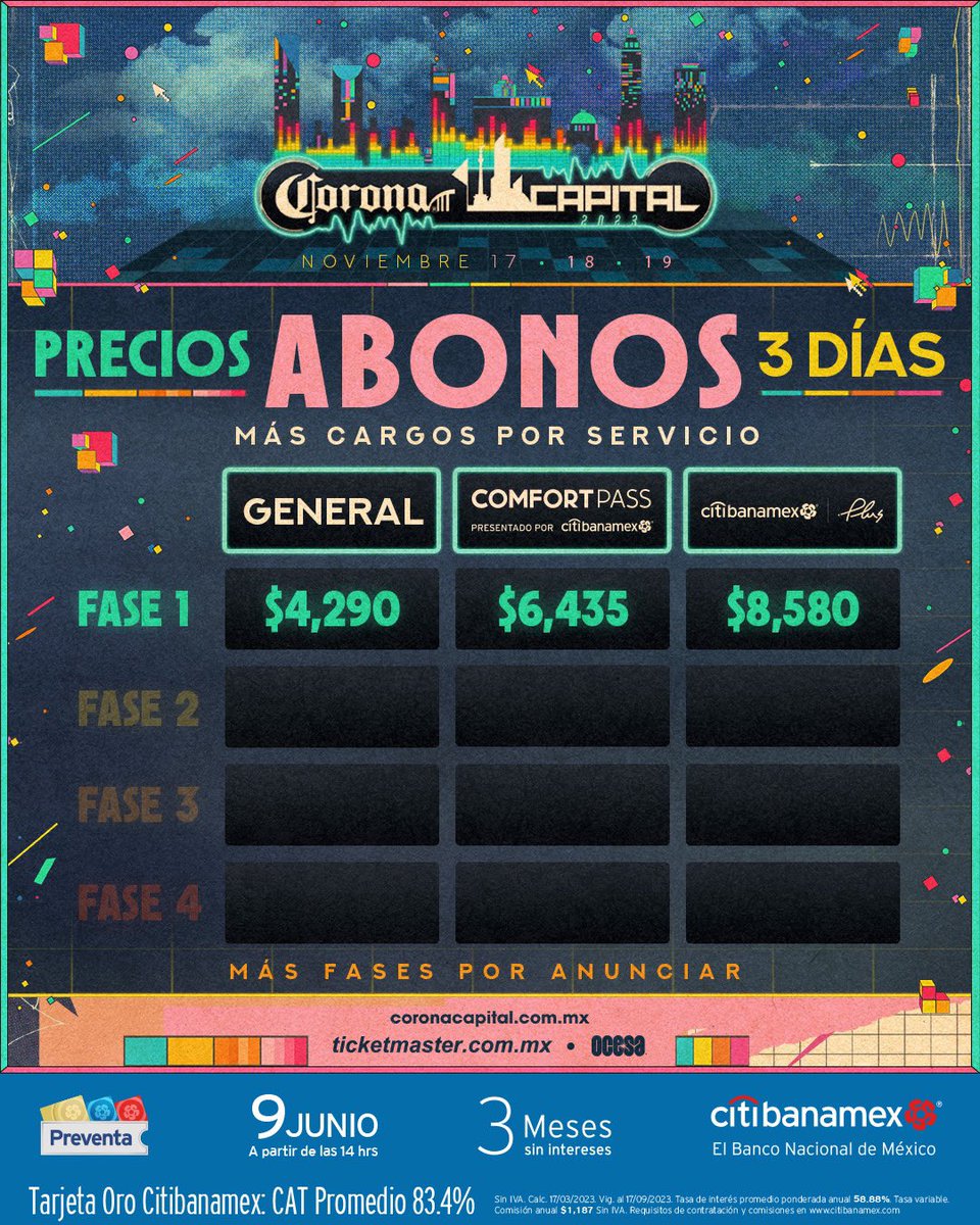 Corona Capital on Twitter "Conoce los precios de nuestros abonos en
