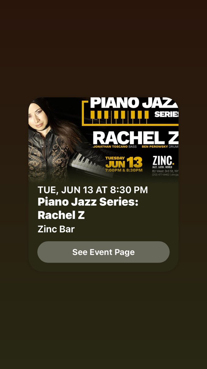 @ZincBarNY  very excited for Tues special performance of new music with dear friends @benperowsky @Jonbiliah  #Piano  #pianojazz