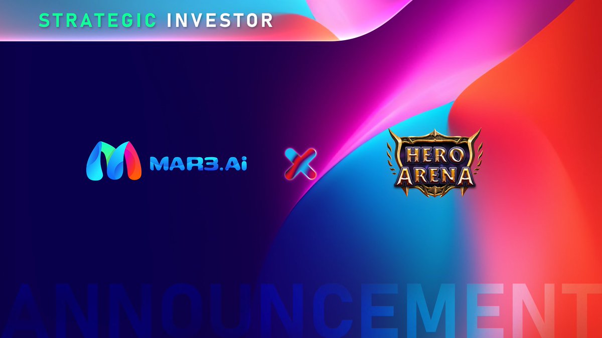 📢 Hero Arena Makes Strategic Investment in Mar3 AI: Growing Artificial intelligence in the Web3 Gaming 🤝 Mar3 AI is thrilled to announce that @HeroArena_Hera - a Metaverse RPG game built on innovative blockchain technology, has joined us as our newest strategic investor! 🚀…