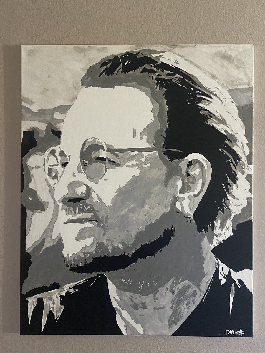 U2 24x30 inch acrylic painting on canvas by #JohnFamousArt #Bono #TheEdge #U2 #RockMusic #RockNRoll #OnTour #Bands #Rockbands #TheBeatles #TheRollingStones #Vegas #TowerRecords #ZiaRecords #AmoebaMusic #AmoebaRecords #RecordStores @u2 #RockNRollmusic #vegasresidency @bono