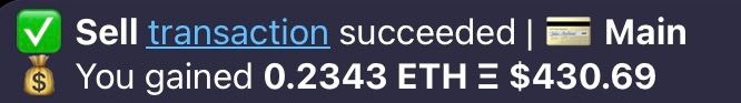 Henry_VuQuangDu's tweet photo. Here is my trade, pick a call from #BonfireETH bot.
From 0.05E to 0.23E.
Good job @BonfireETH https://t.co/XxJM9KyPsZ