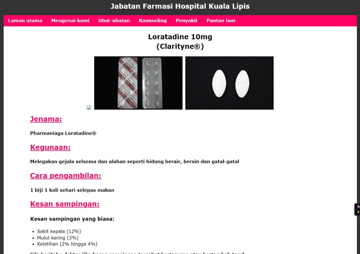 naim__x's tweet photo. Mantap website ni.

Tak tahu pula ada direktori ubat dalam bahasa Melayu.

Bagus kalau jenis malas nak pergi klinik, cuma beli ubat dekat farmasi je.

Semak nama ubat &amp; fungsinya dekat sini je.

https://t.co/7UgPfk7XoJ https://t.co/nwBBE8kkPI