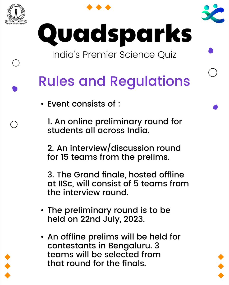 Don your thinking caps and gear up for the intellectual battle of the year. Pravega X brings you India’s premier high school science quiz contest, Quadsparks - back with a bang for its fourth edition.

Register here now:
pravega.org/scitech/quadsp…

#quiz #schoolquiz #science