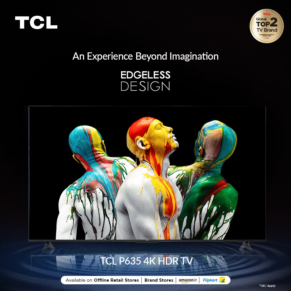 tcl_india's tweet photo. Experience boundless perception and immersive screen space!
Bring home the boundless magic of TCL P635 4K HDR Edgeless TV.
Buy Now: https://t.co/Eb0ICovenQ
#TCL #InspireGreatness #P635 #4K #HDR https://t.co/4lUEuBR1yc