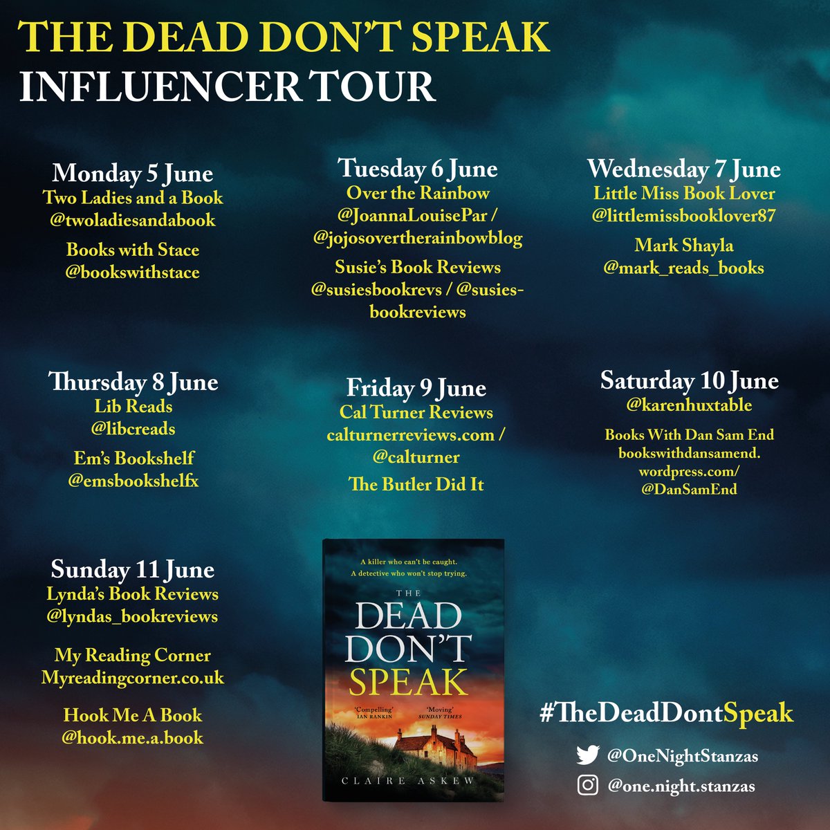 Thrilled to share my review for the fantastic new police procedural #TheDeadDontSpeak by @OneNightStanzas 🖤
Thanks to @HodderBooks for my slot on the #BlogTour  amandallwyd.wixsite.com/thebutlerdidit…