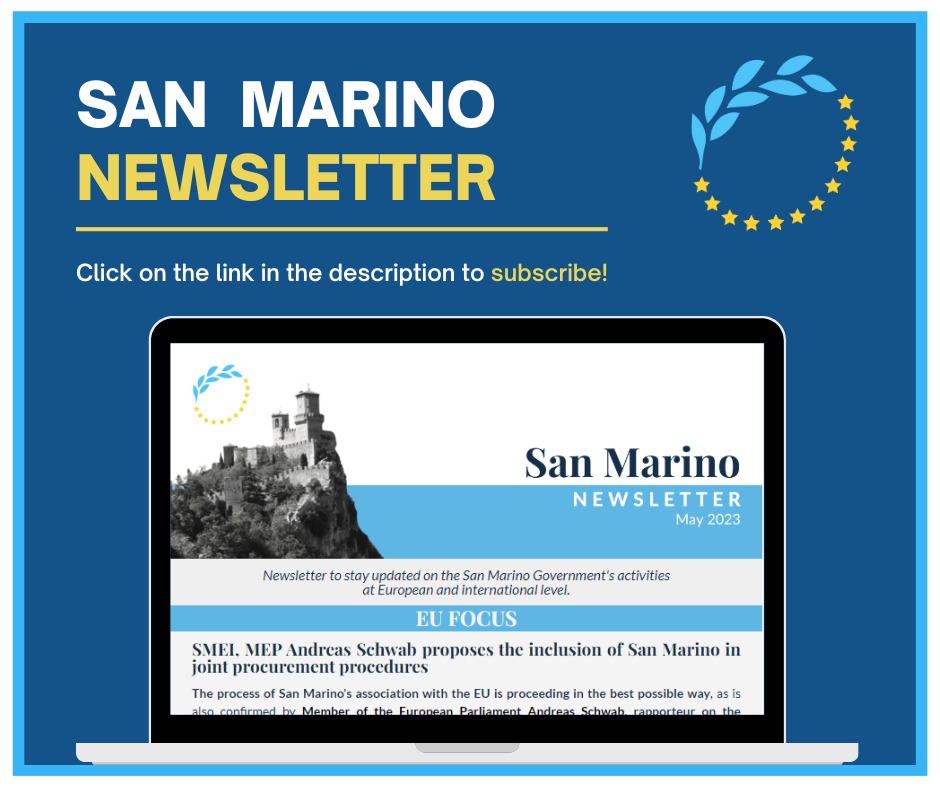 🇸🇲🇪🇺 A new issue of San Marino newsletter is out! 🇸🇲🇪🇺
This month, the proposal for the inclusion of San Marino in the joint procurement in the SMEI Regulation, a new negotiation session for the association agreement and the Captains Regent at the Council of Europe summit.