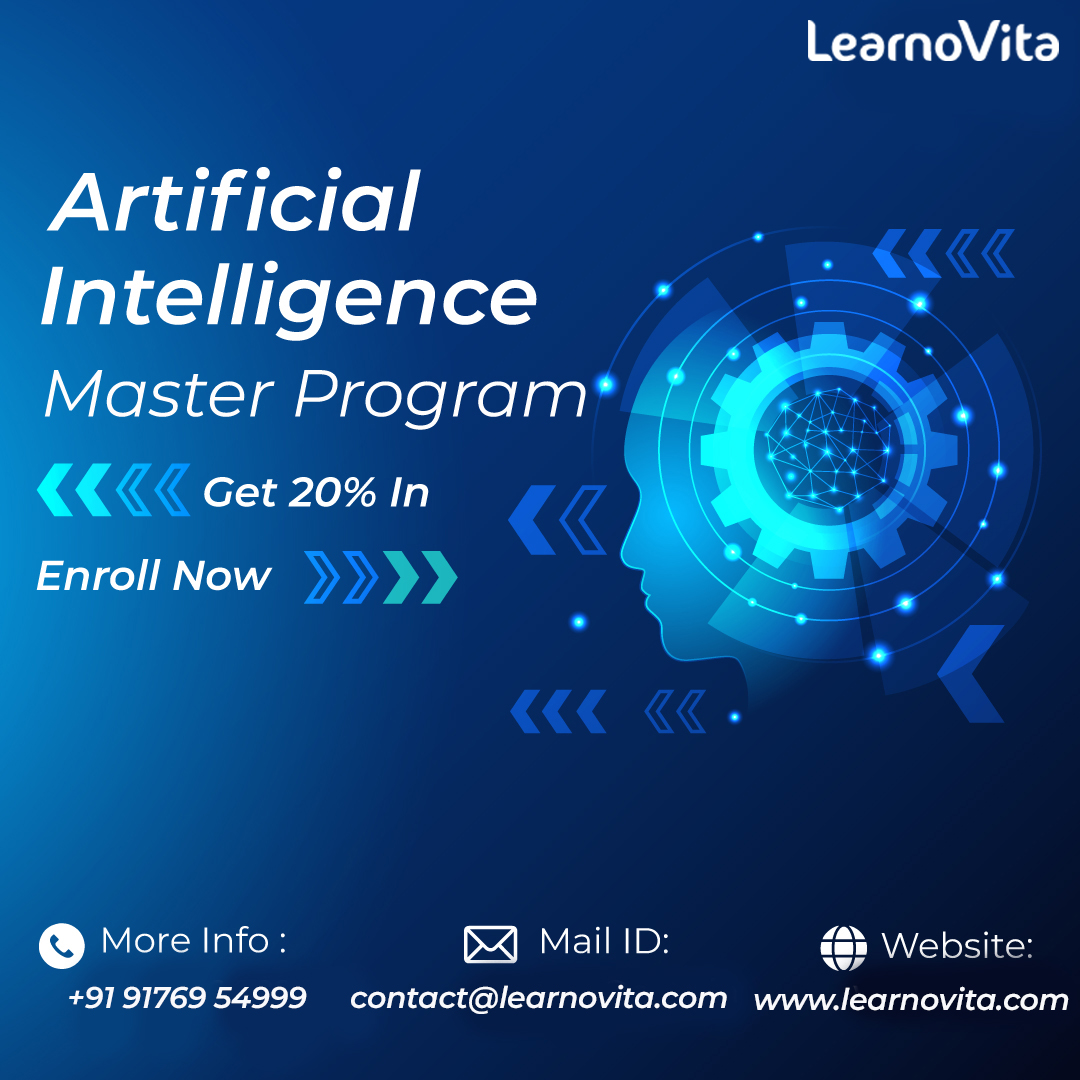 Join our AI Master Program Course to learn about Artificial Intelligence.  

Click Here👉learnovita.com/artificial-int…

#ArtificialIntelligence #AI #MachineLearning #DeepLearning #DataScience #BigData #NeuralNetworks #AIInnovation #CognitiveComputing #Automation #IntelligentSystems