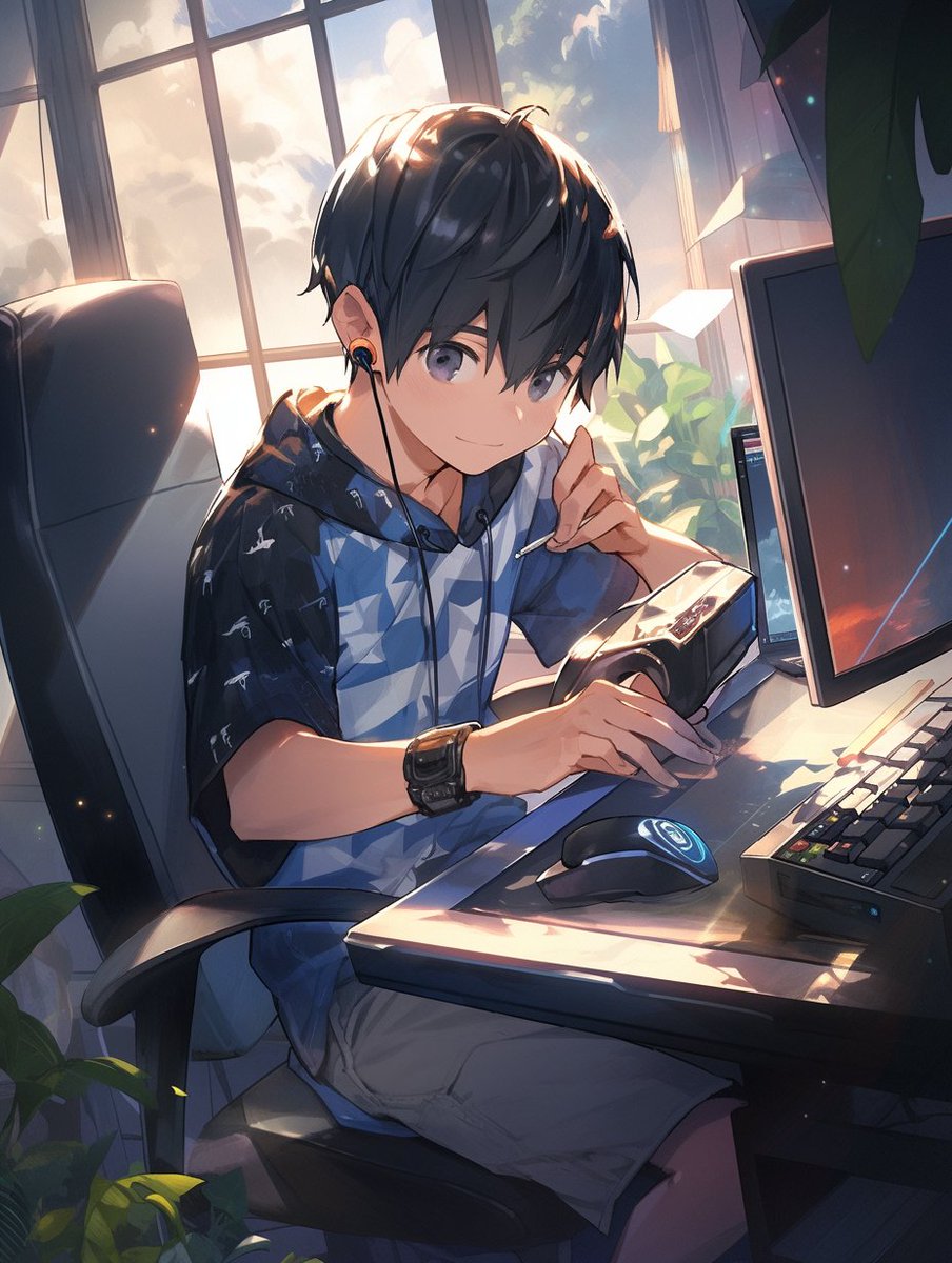 rotasukeAI's tweet image. 画面反対方向向いてるけど何してるんだろう？全体的に少し怪しいけど顔がいいからあげちゃおう...☺