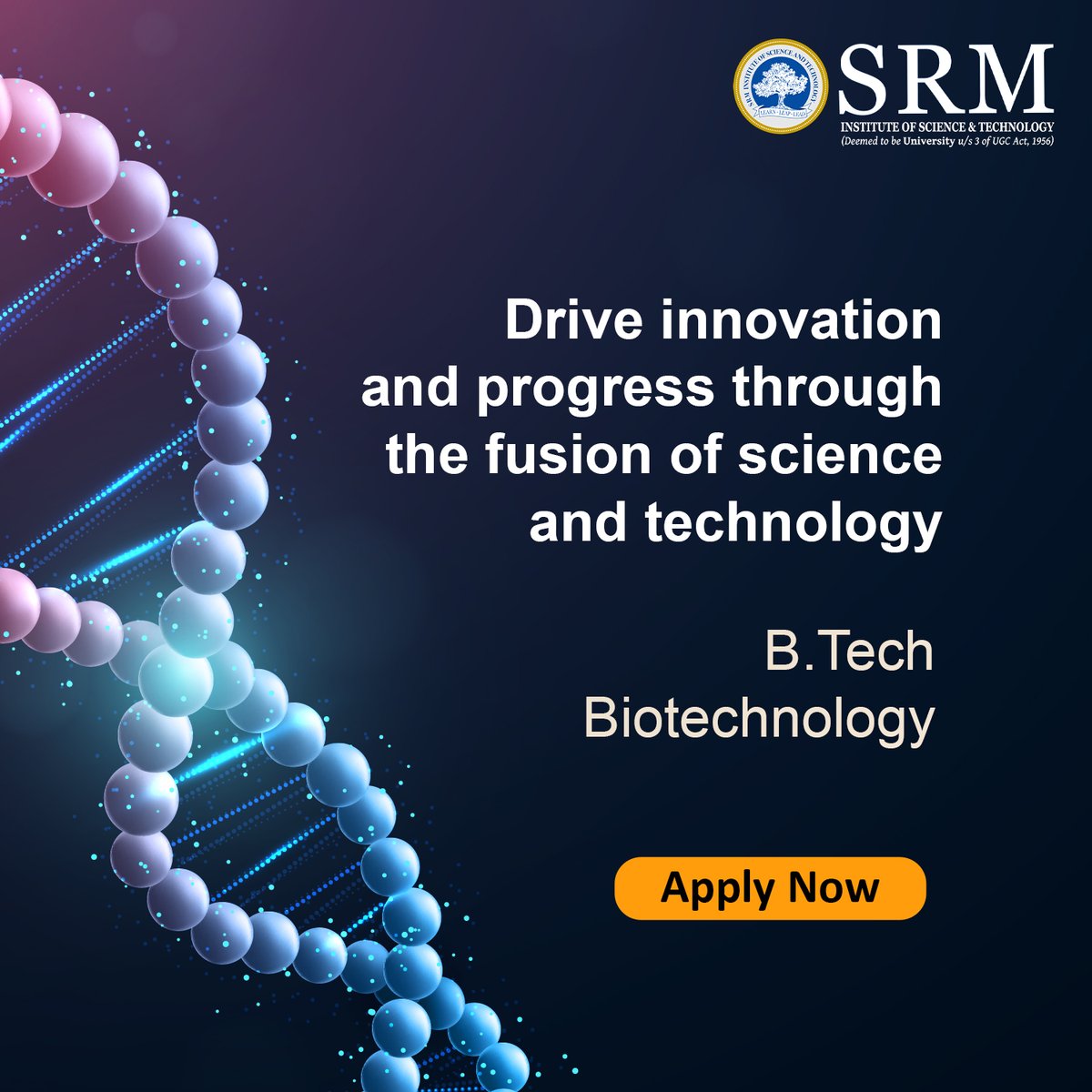 SRM_Univ's tweet image. Admissions Open 2023!

Explore the exciting realm of biotechnology with a B.Tech in Biotechnology from SRM Institute of Science and Technology.

Link: Link: bit.ly/45TbxHx

#BiotechnologyAdmissions2023 #SRMIST #BTechBiotechnology #GeneticEngineering