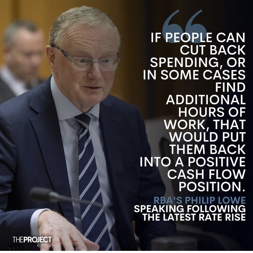 miz_ling's tweet photo. WOEFUL. Old white male rehashing OLD economic theory repeatedly, at the people, to reduce inflation, at a time when inflation is NOT caused by the people, but by corporations, a pandemic and supply chain disruptions brought on by war. #Auspol2023 

#theproject https://t.co/fs4YoiKPfM