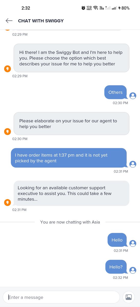 RamdanSalim12's tweet photo. @Swiggy @SwiggyInstamart  I am a frequent customer of you and been waiting for an hour to get my order which showed me 20 mins. 

And when I am trying to complaint it, there is no response. Never choosing you again. https://t.co/T6VR3nZba9