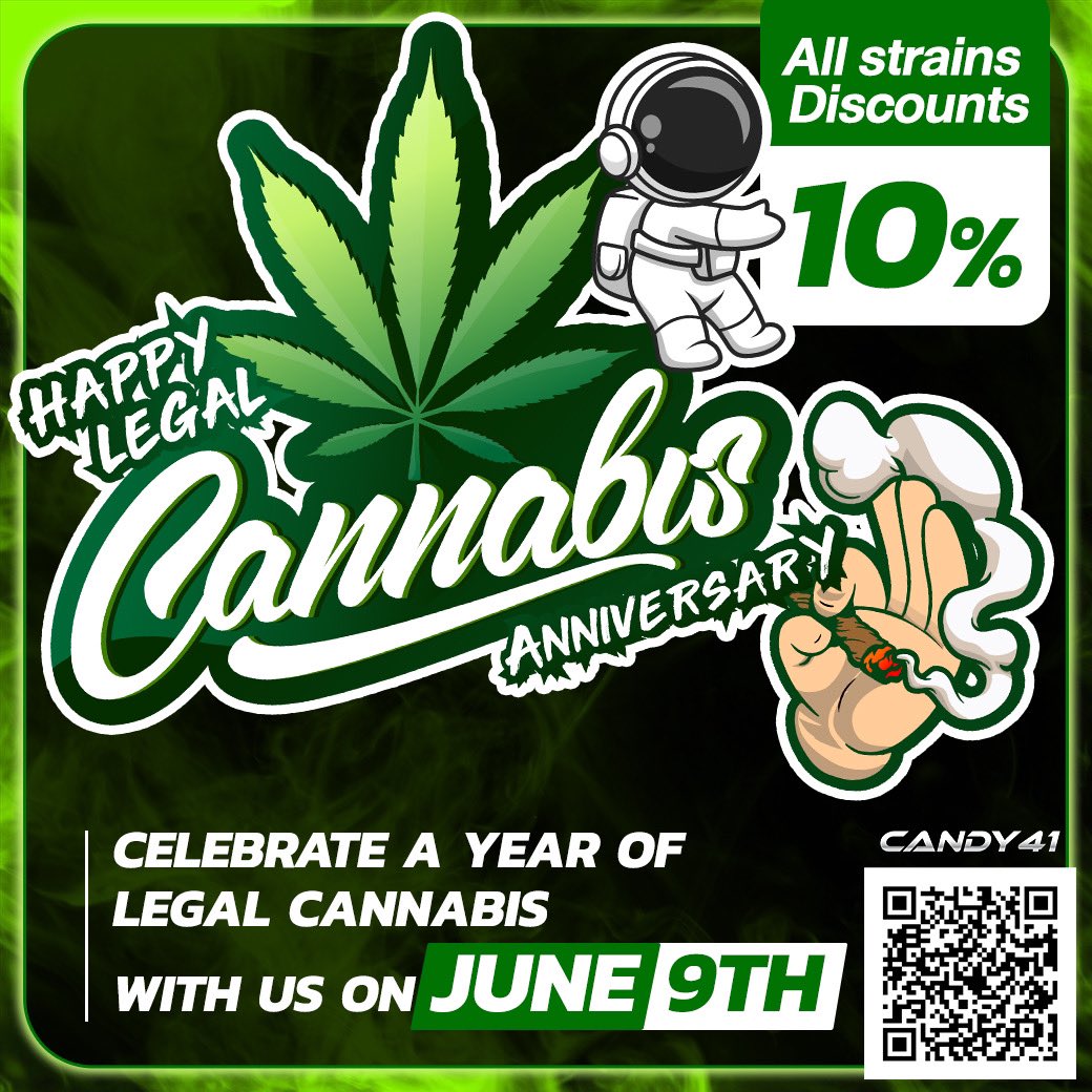 C41official's tweet photo. 🎊Happy Legal Cannabis Anniversary🎊

CELEBRATE A YEAR OF LEGAL CANNABIS WITH US ON JUNE 9TH 💚
All strains Discounts 10% 🎉🎉

🎊ฉลองวันครบรอบปลดล็อคกัญชาถูกกฏหมาย ครบรอบ1ปี🎊 

ลด 10% ทุกสายพันธุ์ ใช้ได้ทั้งหน้าร้านและทางไลน์🎉🎉

Add line >> https://t.co/FVM5q5clNE

#กัญชา https://t.co/YeYU8HRvaK