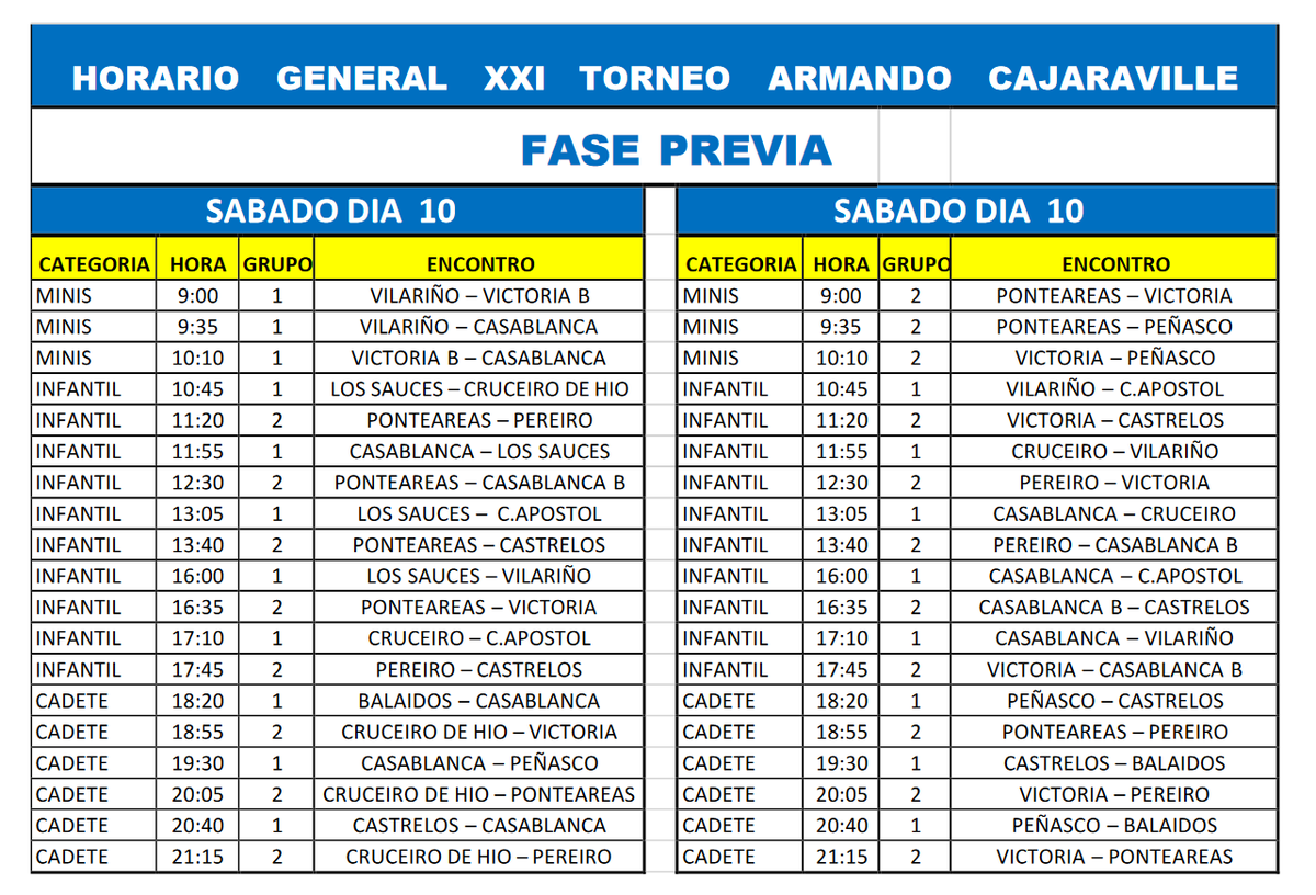 RapidodePereiro's tweet photo. De Prebenjamín a Juveniles. Así será nuestra amplia participación en el clásico Torneo de Cajaraville. Tendrá lugar en Samil en las fechas comprendidas desde este Sábado 10 de junio hasta el Sábado 17 de junio.

Mucha suerte a los equipos y gracias al Casablanca por invitarnos. https://t.co/eykx5y4ie8