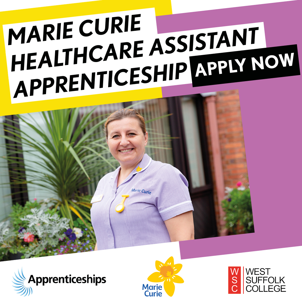 Have you thought about a career in care, but worried you don’t have the right qualifications? Start a truly rewarding career, working at Marie Curie while training as an Apprentice Healthcare Assistant in Hertfordshire, Essex, or Suffolk.

Apply now: tinyurl.com/eastofenglanda…