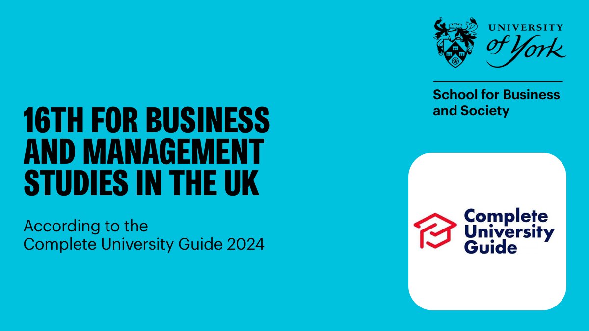 📢 @uoy_sbs is delighted to have subjects ranked in the Top 10 in the UK in the Complete University Guide <a href="/compuniguide/">Complete University Guide</a> 2024:

🏆 Social Work - 3rd 
🏆 Social Policy - 9th 
🏆 Business and Management Studies - 16th

Find out more: bit.ly/cug-sbs-2024
#CUG2024