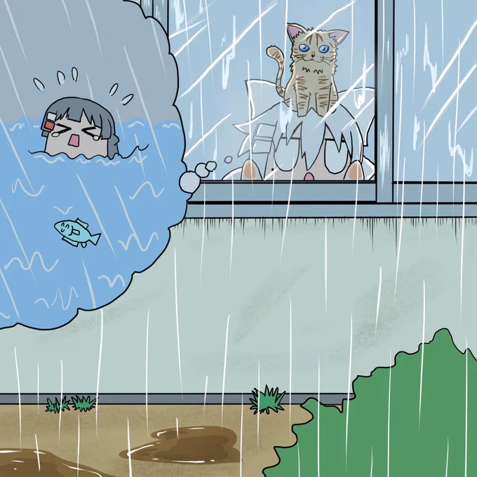 梅雨らしいので雨のお話再掲 #ミトとカエデ