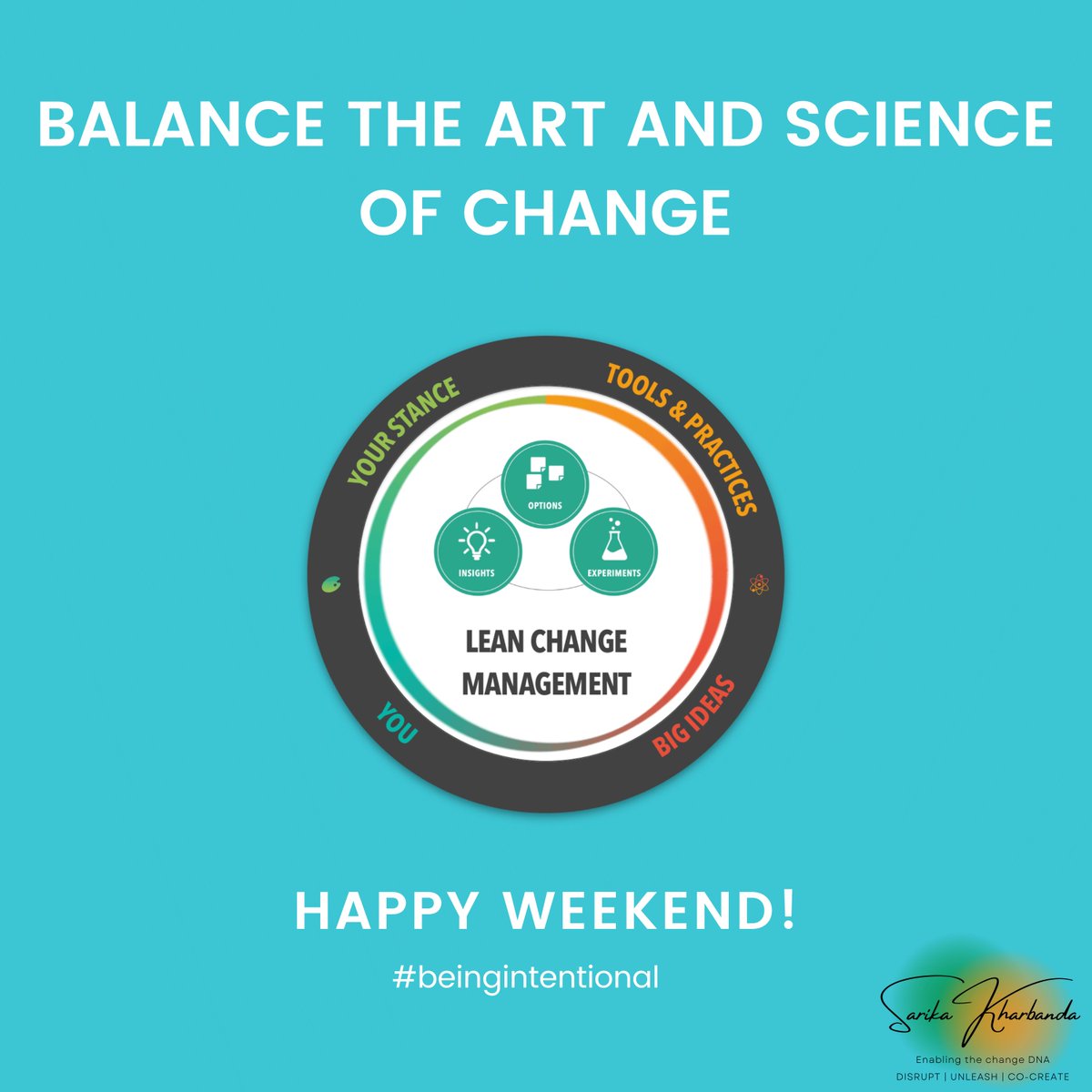 Be intentional about how to balance the art and science of change - who you are, and your stance are as important as the tools, practices, frameworks and ideas you use.

Happy weekend!

#leanchange #changemanagement #beingintentional #humanresources