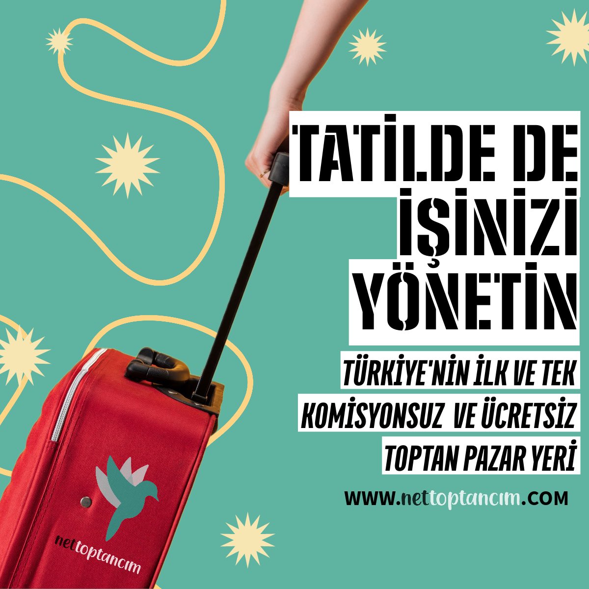 NetToptanc's tweet photo. Sizde tatilde kaldığınız yerden satışlarınıza devam edin. Tabiki de https://t.co/2fTNapmW1W sayesinde, üstelik ömür boyu ücretsiz ve komisyonsuz.

#nettoptancım #nettoptancimcom #toptan #pazaryeri #üretici #toptancı https://t.co/35DelMWKaM