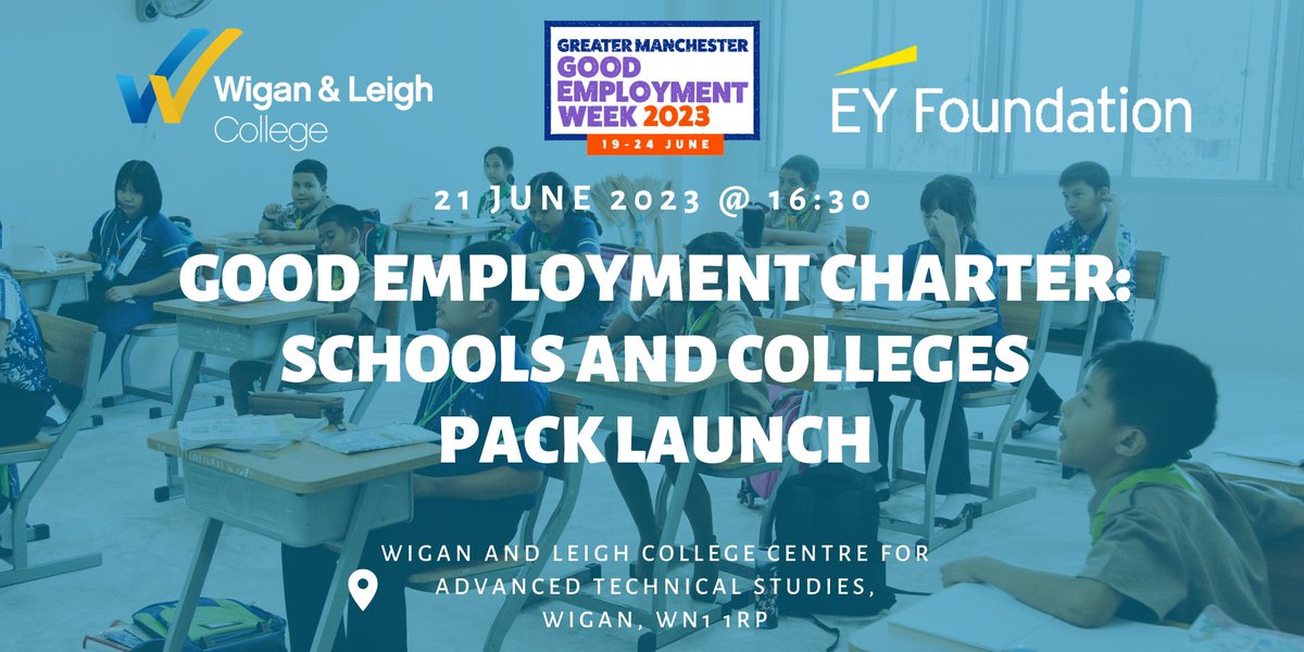 In collaboration with @wiganleighcol & @EY_Foundation, we invite you to our School and College Pack Launch! The pack will include a guide for young people on what good work looks like and tutor resources to stimulate classroom discussion about it. Join: ow.ly/Uj2W50OJQ8Q