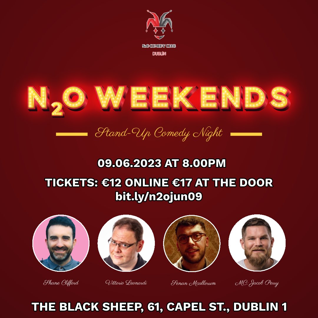 Tonight (09.06) at the @blacksheepdub 
Hilarious line-up headlined by @brilliantshane 
Tickets 👉🏾 eventbrite.com/e/642440696417

#DublinCity #Dublin  #DublinIreland #Irishcomedy #Ireland