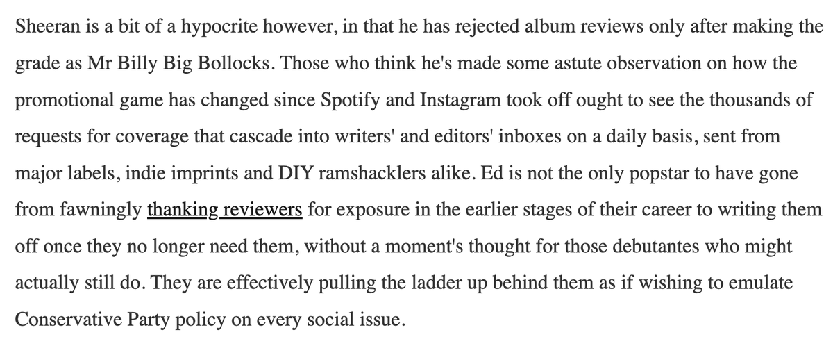gracebraddock's tweet photo. Great piece on the hypocrisy of big artists not being able to handle basic criticism https://t.co/2Wjb1XBa9m https://t.co/7I03pLJC70