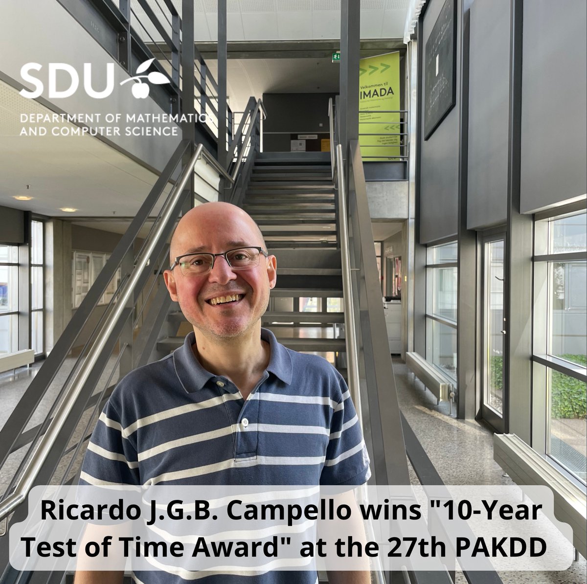 The research paper 'Density-based Clustering based on Hierarchical Density Estimates”, by Ricardo J. G. B. Campello (IMADA), D. Moulavi and J. Sander (University of Alberta) has won the prestigious '10-Year Test of Time Award' at the 27th PAKDD👏pakdd2023.org/awards/
