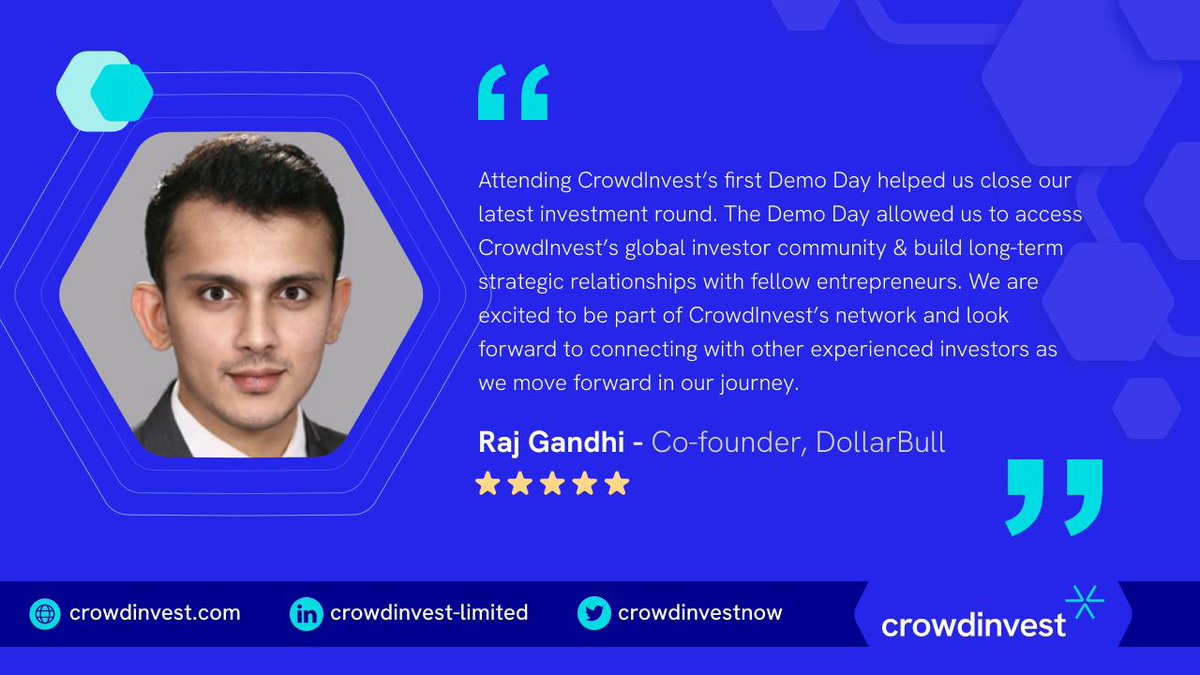 What a lovely start to the day.😊Excited to share that CrowdInvest's wealth Tech Demo day helped @meetdollarbull raise funds.‘‘Attending CrowdInvest’s Demo Day helped us close our investment round & gave us access to a global investor community.’’ #DemoDay #SuccessStory