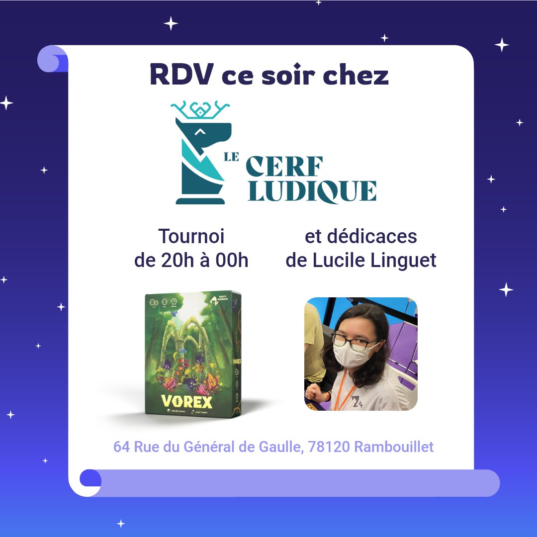 saltyknights_ed's tweet photo. Le tournoi Vorex chez Le Cerf Ludique c’est ce soir à 19h ! On a hâte d’assister à ces parties voraces 😝⚔
64 rue du Général de Gaulle, Rambouillet
✏ @Gob_Karas
🎨@Tlalocactus
🧚♀️ @_pixiegames
#saltyknights #pixiegames #vorex #lecerfludique https://t.co/19KRTCb92g