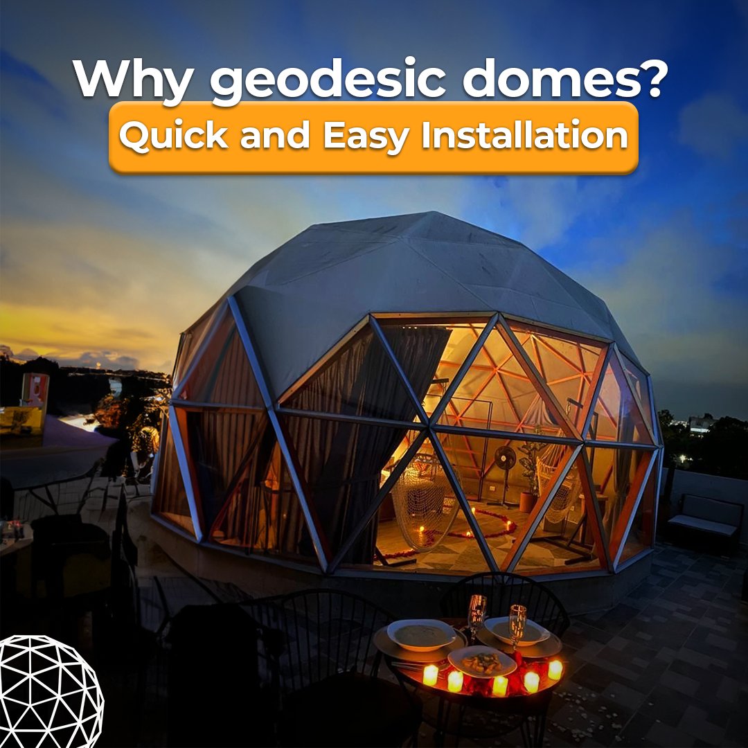 ekodomes's tweet image. Explore the features of geodesic domes, captivating structures that offer quick installation and a futuristic allure. No complex foundations needed, saving time and resources.⏳💆🏼‍♀️✨

#GeodesicDomes #InnovativeArchitecture #FuturisticDesign #QuickInstallation