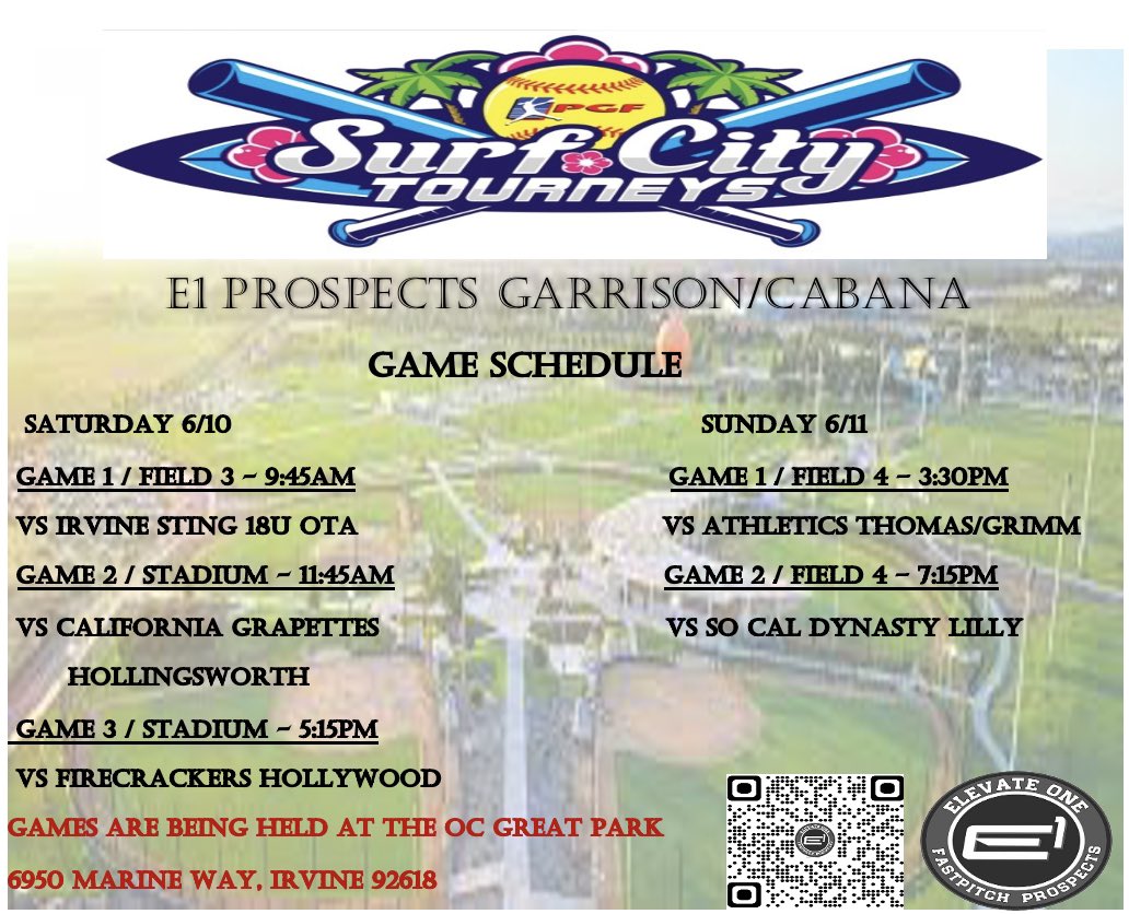 Come out and catch a game! Good luck to all the teams playing in the June Premiere Showcase.