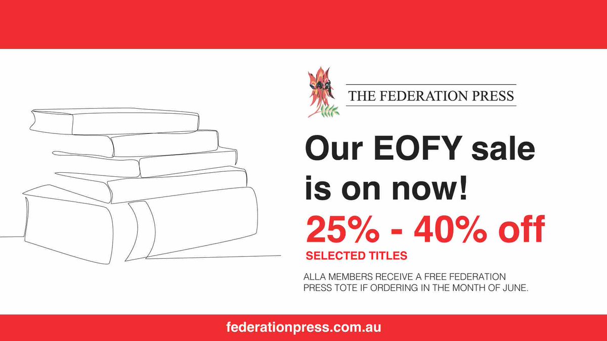 Federation Press has an exciting deal for ALLA Members. Order during June and receive a free FP tote bag. ALLA members say tote bag in the order notes. Who doesn’t need another copy of Seddon or the Government Contracts book?  <a href="/TheFedPress/">The Federation Press</a>
ow.ly/e2qf50OJIuP