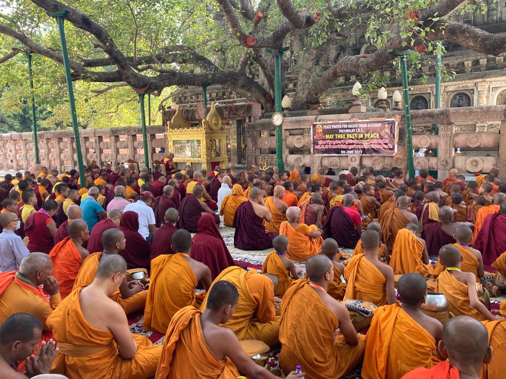 Root_Institute's tweet photo. Today International Buddhist Council organised a prayer meet under the Bodhi tree for the victims of Odisha train accident. 

Root Institute was represented by director Sally Dudgeon and centre manager Rajesh Sehrawat. 

#OdishaTrainAccident #Odisha #Buddhism https://t.co/ylQQ7qnLPv