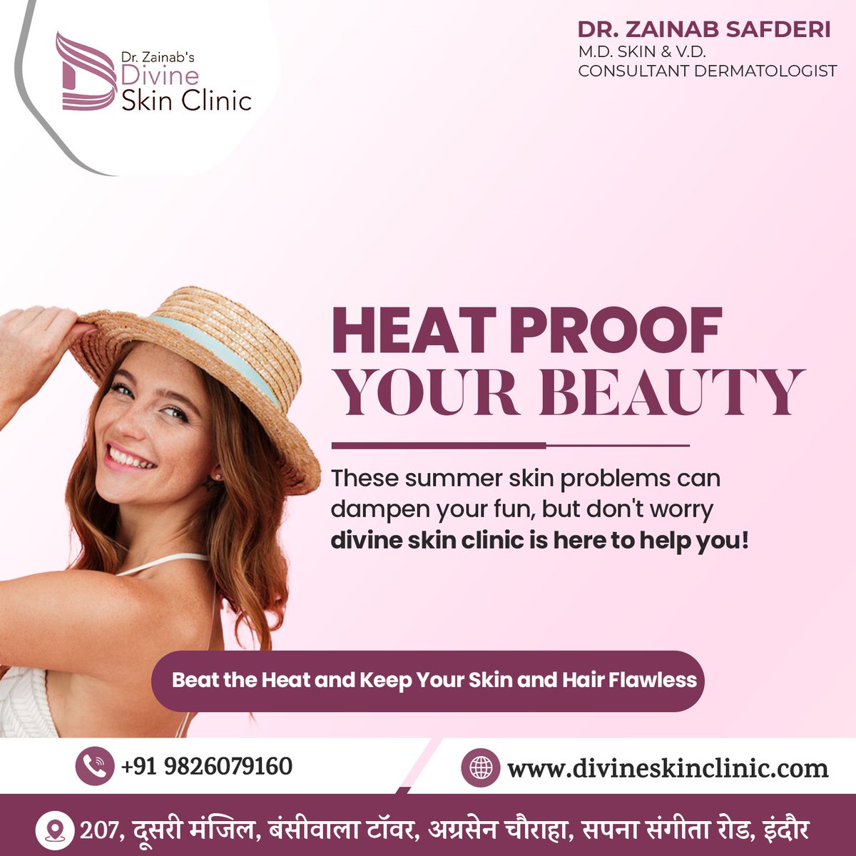 Beat The Heat, Love Your Skin!🌟Stay Cool and Stay Protected😎  Dr. Zainab Safderi +91 9826079160

#beattheheat #summerskin #summerdays #stayhydrated #vaccationtime #skincare #skinhealth #summerskincare #divineskinclinic #DrZaianbSafderi #indorebestskinclinic #indore