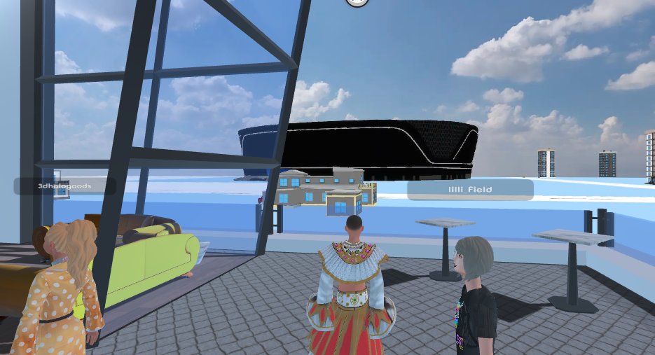 upland_guide's tweet photo. In the @uplandme las vegas cafe overlooking @AllegiantStadm chatting with @lilli_field on @nowheremetavrse!  What an awesome new feature to help connect Uplanders around the world. #metaverse #Web3Gaming https://t.co/WJPVfWlHoY