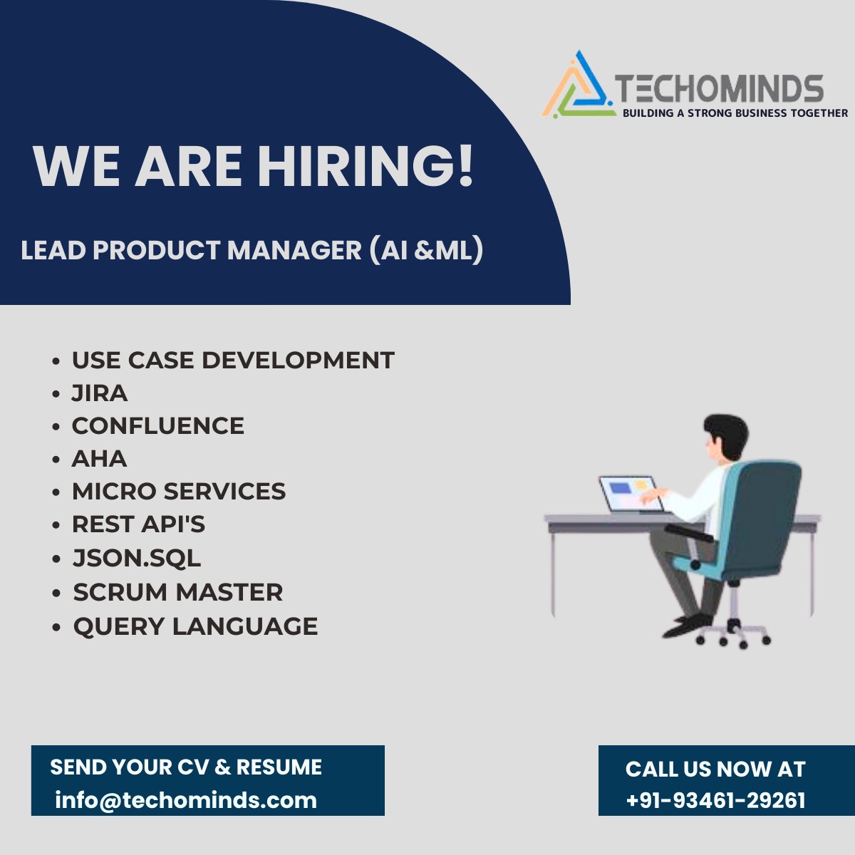 We are Hiring Lead Product Manager (AI & ML)
.
.
.
#hiring #leadproductmanager #usecase #jira #confluece #aha #microservices #restapi #jsonsql #scrummaster #querylanguage