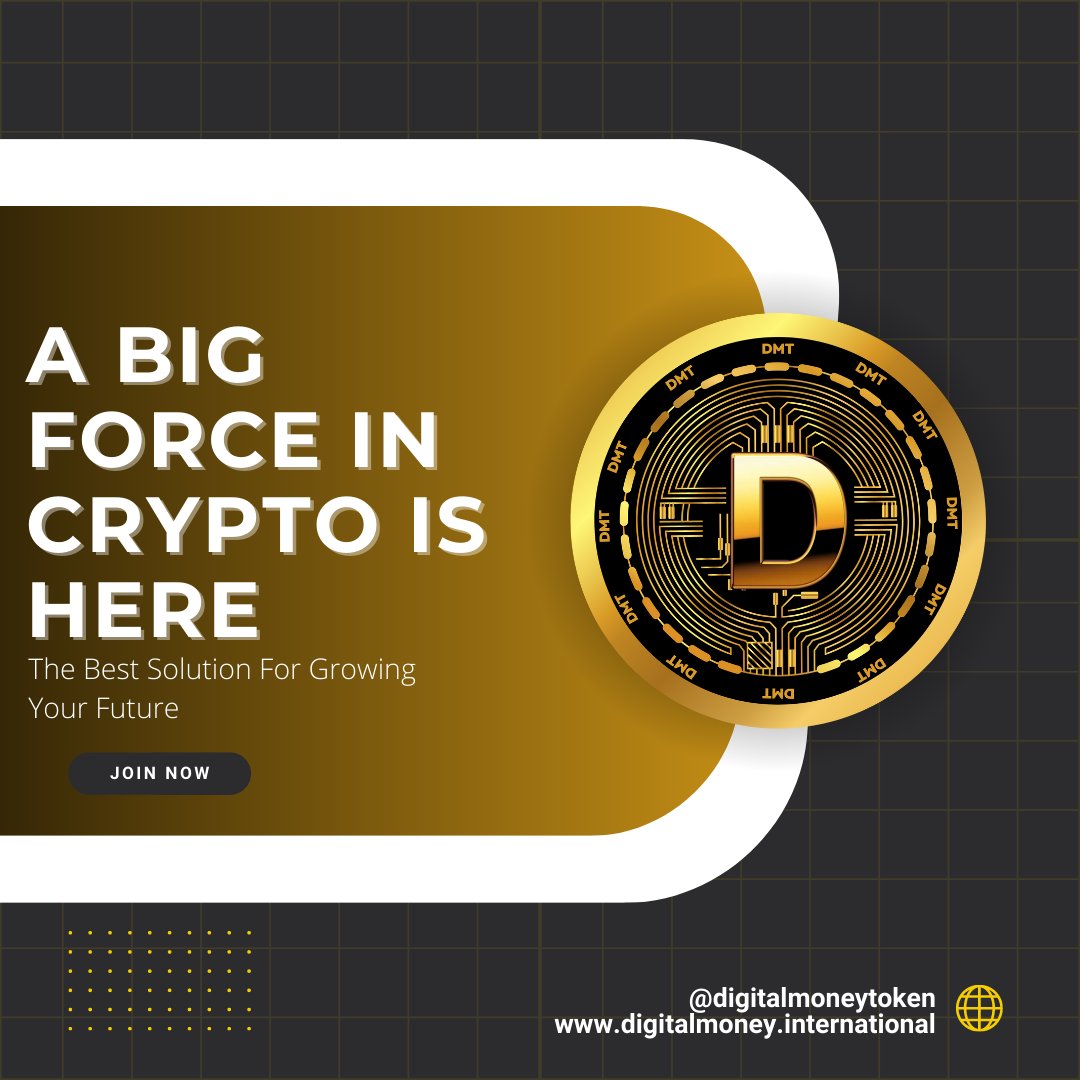 digimoneytoken's tweet photo. A big force in crypto is here - Digital Money Token 

Register yourself today - www.digitalmoney.token 

to get regular updates - @digitalmoneytoken

#crypto #cryptocurrency #blockchain #money #profit #solution #digitalmoney #dmt #token #coin #future #trending #weekend https://t.co/eP3CoRxqs7