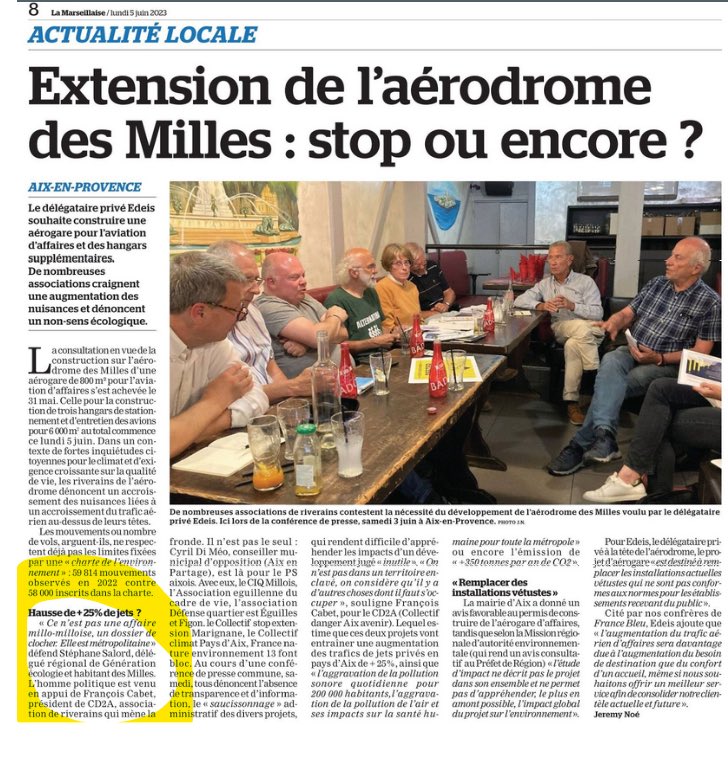 Merci à la Presse d’avoir couvert notre conf de presse contre l’extension de l’aérodrome de Aix les milles.menace toute la partie sud et ouest du pays d’Aix.Il est toujours temps de signer notre pétition qui approche les 2500 signatures : chng.it/sqMc9cHW6d