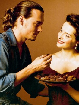 ..shells.. Chocolate shells, so small, so simple, so 'innocent'. I thought, oh, just a little taste, can't hurt. But then I found out they were full of rich, sinners…

Chocolat 
Juliette Binoche 
 #JohnnyDepp