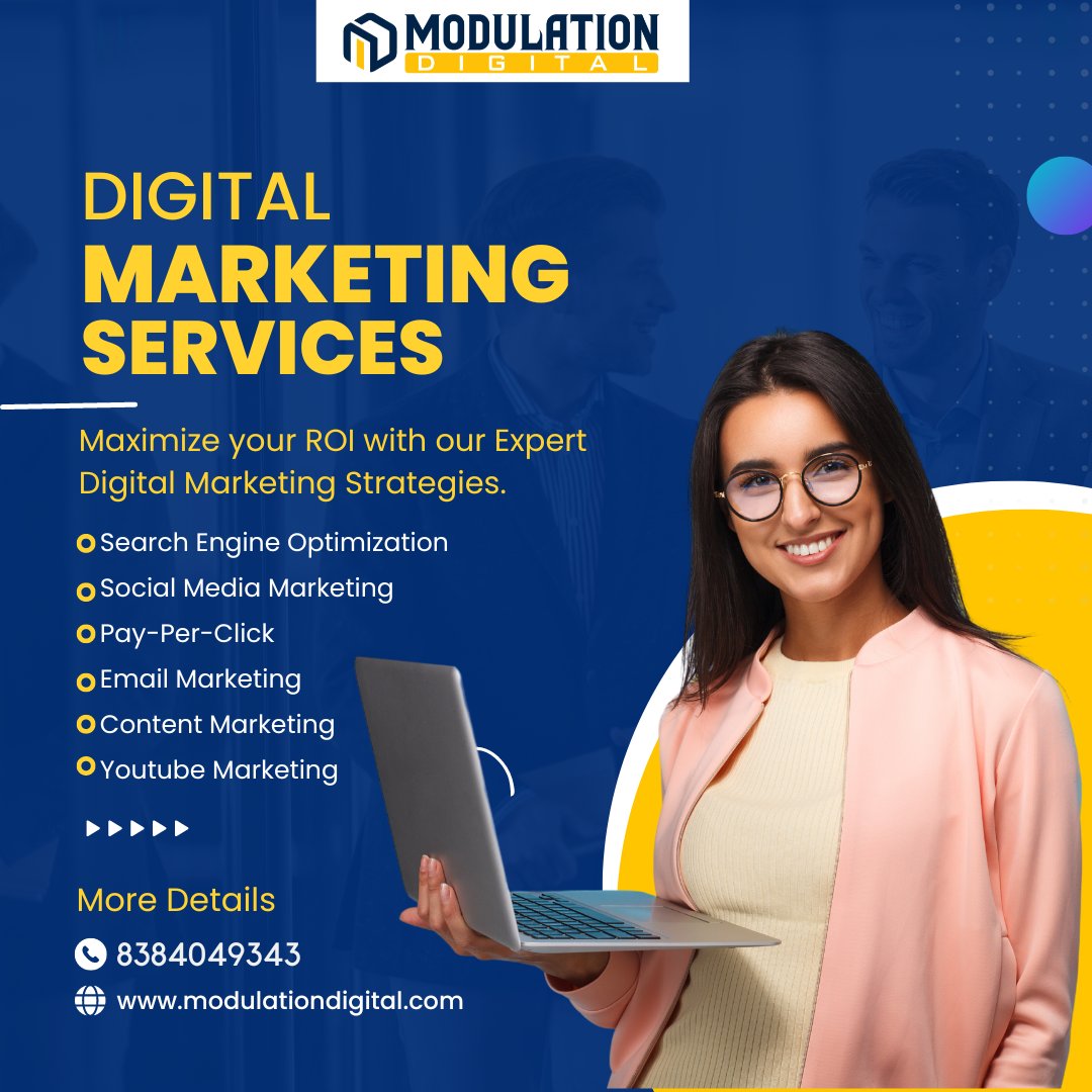 Modulationdigit's tweet image. eady to take your Digital marketing game to the next level? 📷📷 Let Modulation Digital Pvt Ltd help you build a powerful social media presence!
Modulation Digital is the leading digital marketing, web design and web development agency in Laxmi Nagar, Delhi India.