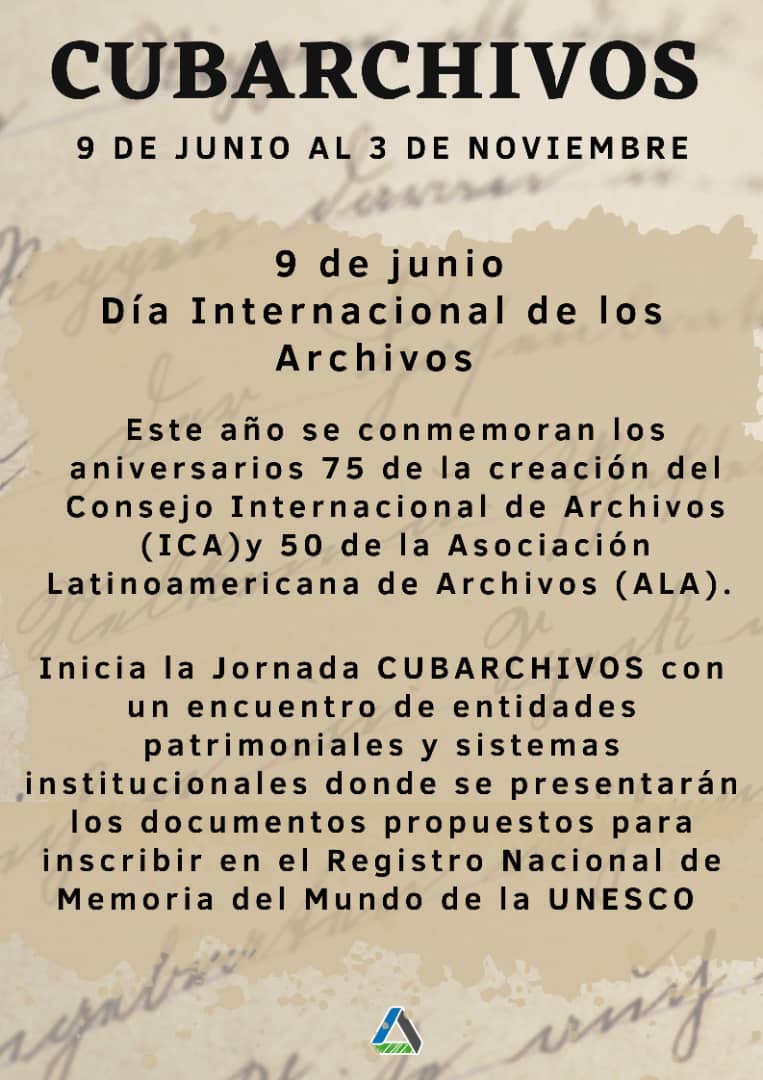 Por la consagración a la preservacion de los bienes documentales de la nación.
¡¡Felicidades a todos los que se dedican a tan noble profesión!!!#ArchivosUnidos
<a href="/citmacuba/">Ministerio de Ciencia, Tecnología y Medio Ambiente</a>
<a href="/MarthaFerriol/">Martha Ferriol</a> 
<a href="/ElbaRosaPM/">Elba Rosa</a>
