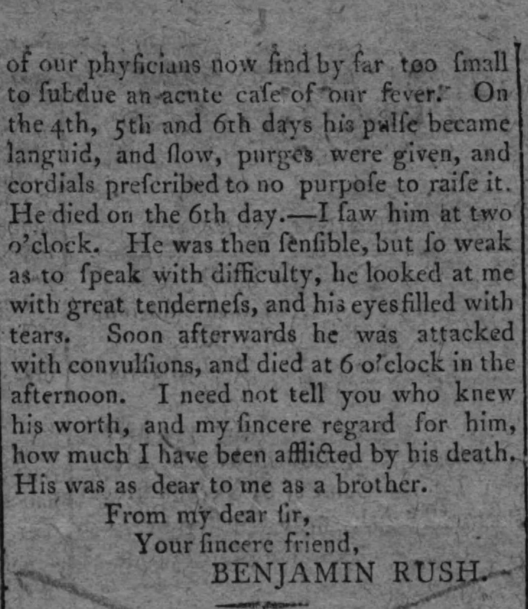 Subject:  Benjamin Rush
#americanhistorybythevoiceofthepeople #Newspapers #americanhistory #history 
#benjaminrush #doctor #medicalscience #medical #bleedout #death 
The Philadelphia Inquirer
PHILADELPHIA, PENNSYLVANIA
Friday, September 22, 1797