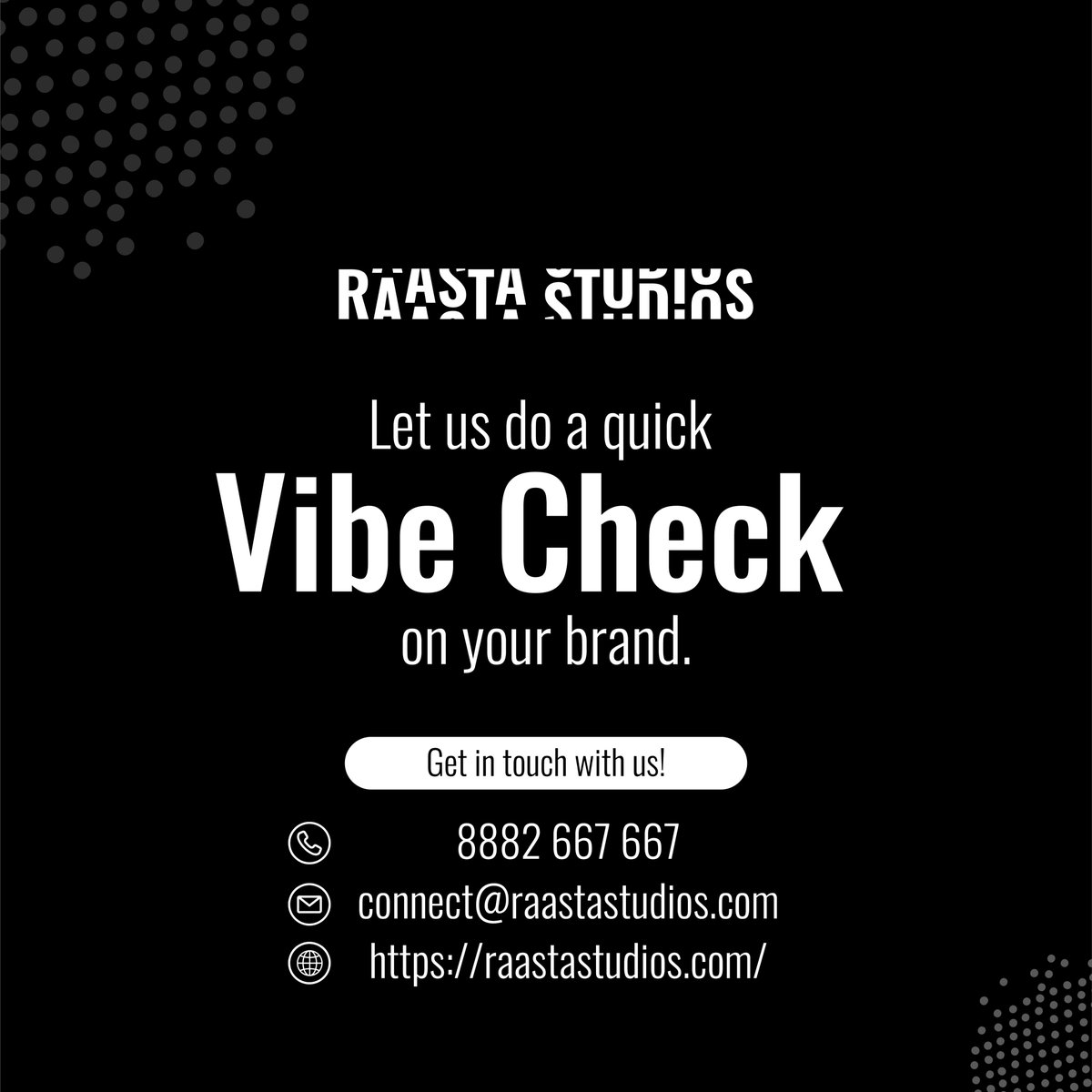 Slide into our DMs, or hit us up with a ring!

📞 Call: 8882 667 667⁠
📧 Email: connect@raastastudios.com⁠
🌐 Website: raastastudios.com⁠
⁠

#RaastaStudios #RaastaStudiosHyderabad #GenZ #VibeCheck #GlowUp #W #HitsDifferent #CreativeDirection #CreativeMinds