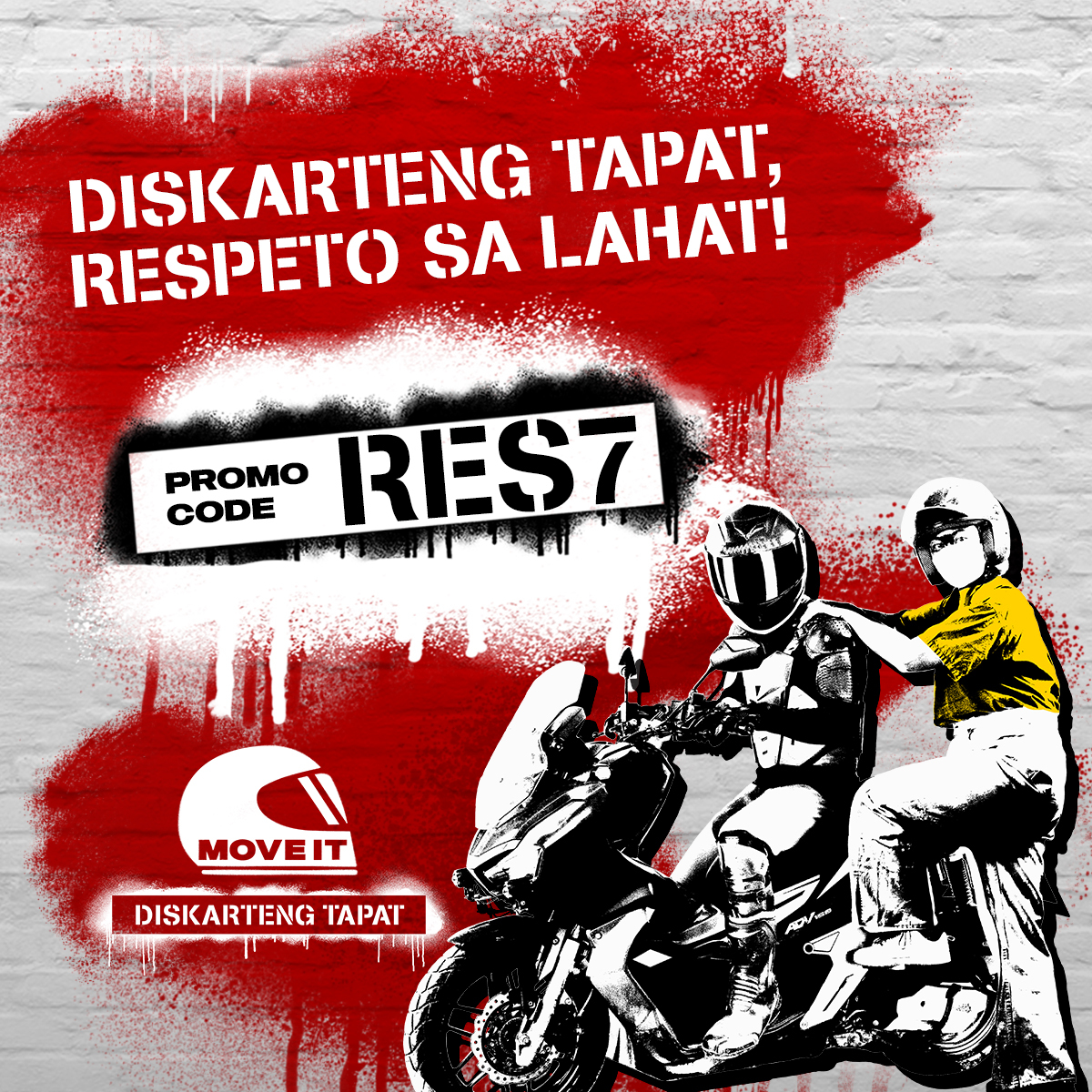 moveitph's tweet photo. Wala nang paligoy-ligoy: sa Diskarteng Tapat, respeto ang ibibigay sa lahat, lalo na sa ating mga babaeng pasahero. Respeto lang naman boss, minimum.
Use Promo Code: RES7, para sa P70 off on your ride until 5pm today. Para sa lahat. https://t.co/S8H1k5GEbL