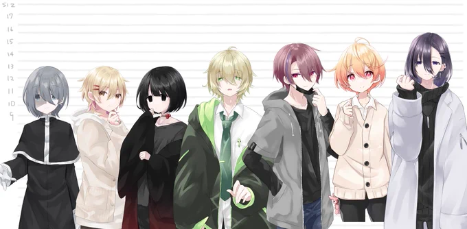 うちの子癖ギャラリー 右から2番目の子が頭身何も気にせず描いたせいで浮いてる