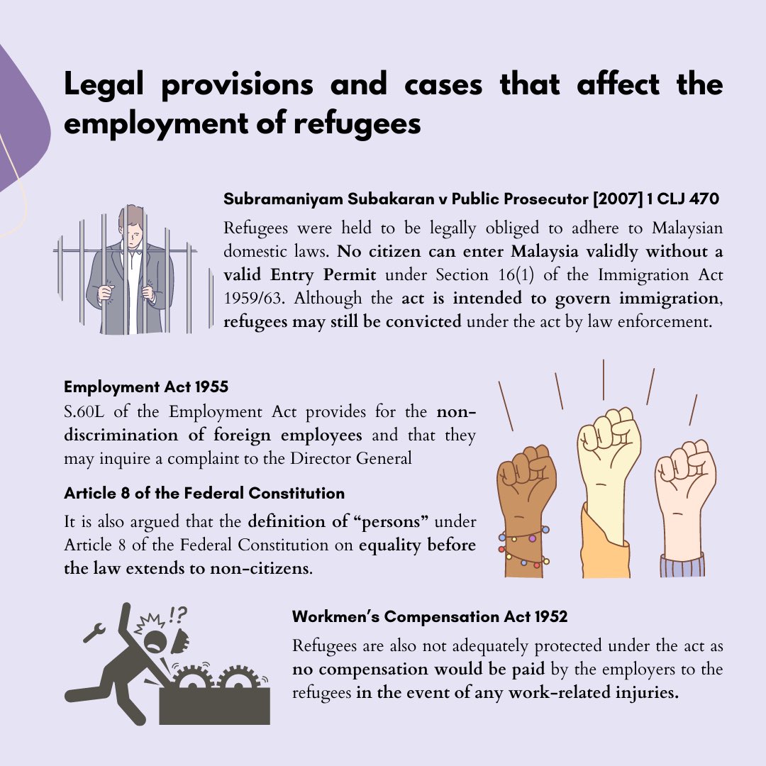 WFRmalaysia's tweet photo. Refugees Status in Malaysia: A Legal Perspective. 

Explore the challenges, provisions, and court cases shaping refugee employment.

#WFR #WomenForRefugees #RefugeeRights #Malaysia

(1/2) https://t.co/k2yBCP2kU8