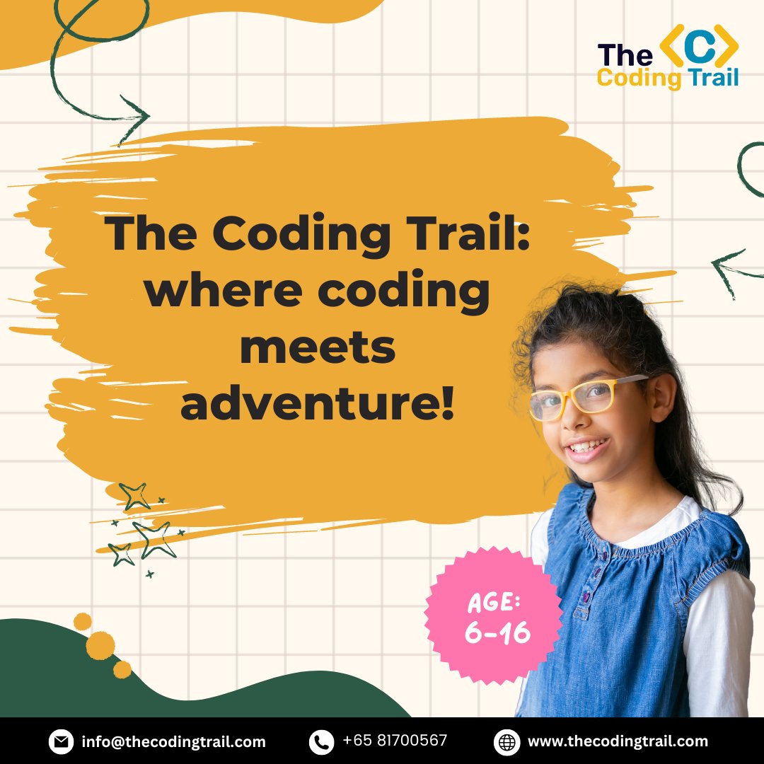 coding_trail's tweet image. Blaze your trail to coding success with The Coding Trail. Find your passion in creation with the help of our expert guidance.

👦🧒 Age: 6-16
🔑 Register soon today

Follow us to know more:
👉 info@thecodingtrail.com
👉 +65 8170 0567
👉 thecodingtrail.com
#TheCodingTrail